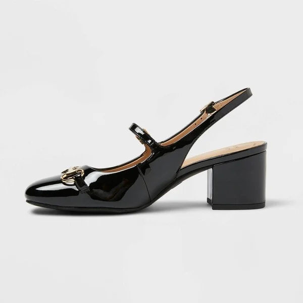 Women's Lucky Square Toe Mary Jane Heels with Memory Foam Insole - A New Day™ : Faux Leather, Block Heel, Buckle Closure - Image 2