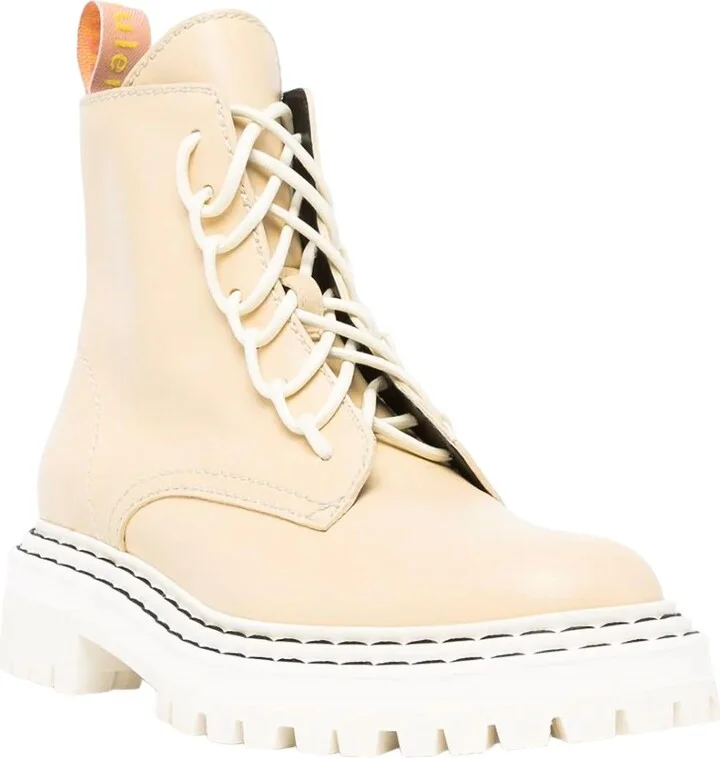 Women's Lug Sole Combat Boots In Butter