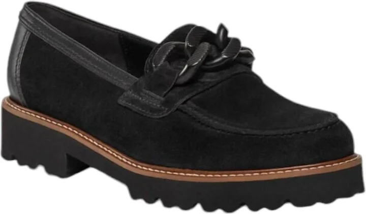 Women's Lug Sole Loafers In Black Velour