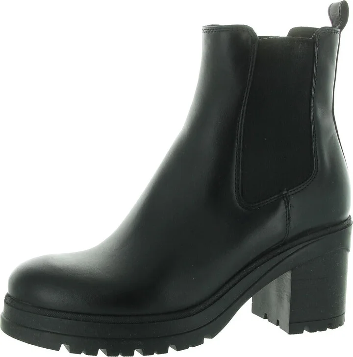 Womens Lugged Sole Faux Leather Ankle Boots