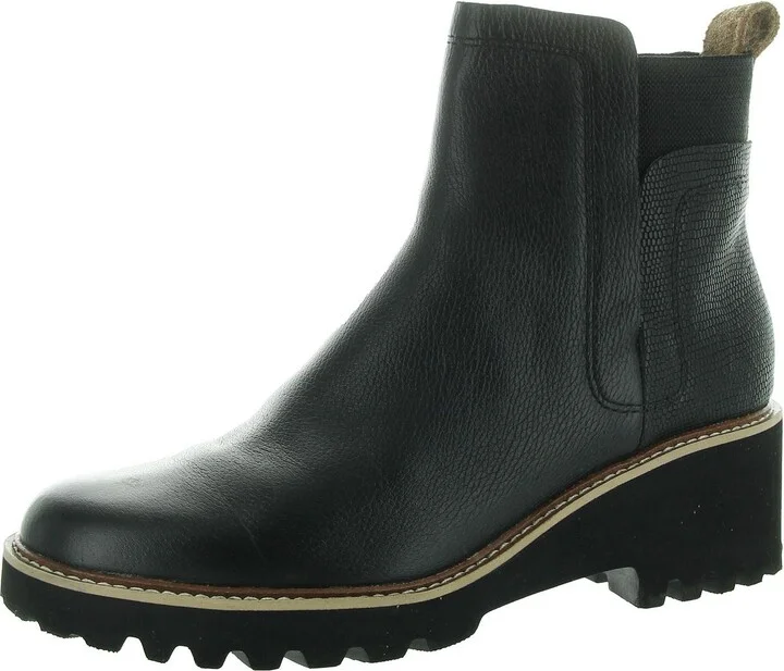 Womens Lugged Sole Leather Ankle Boots