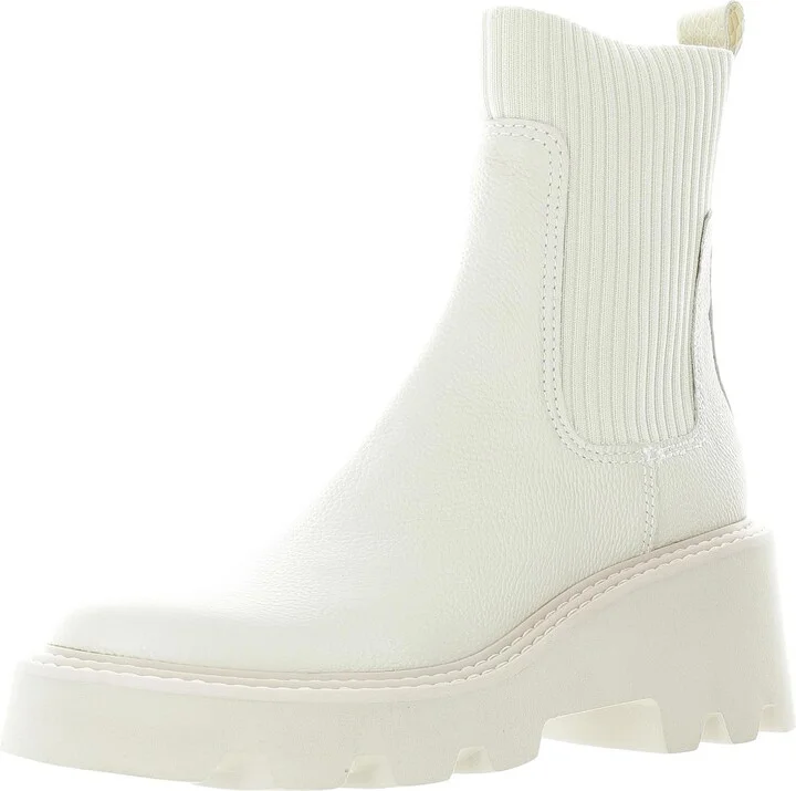 Womens Lugged Sole Leather Mid-Calf Boots