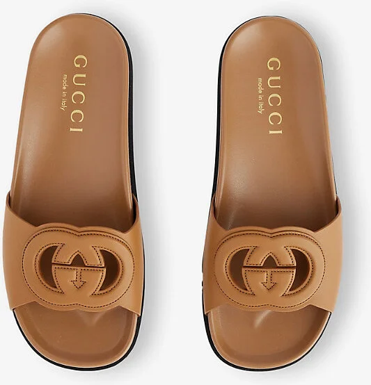 Womens Luminious Wood Branded Slip-On Leather Sliders Eur 38/5 Uk Women - Image 2