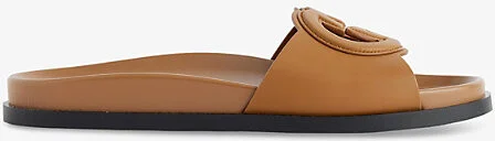 Womens Luminious Wood Branded Slip-On Leather Sliders Eur 38/5 Uk Women