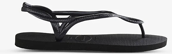 Womens Luna Black Luna Cross-Straps Rubber Sandals 6/7