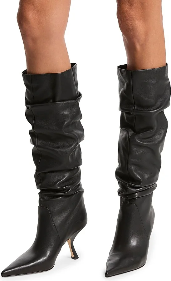 Women's Luna Leather Slouchy Boots - Black - Size 5 - Image 5