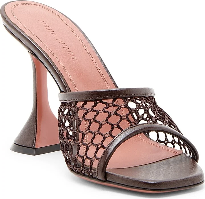 Women's Lupita 95MM Mesh & Leather Mules - Net Raffia Mocha - Size 5 - Image 2