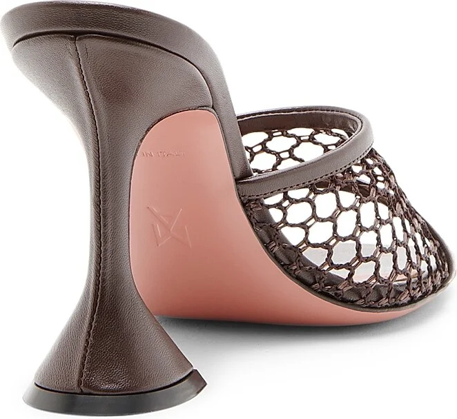 Women's Lupita 95MM Mesh & Leather Mules - Net Raffia Mocha - Size 5 - Image 3
