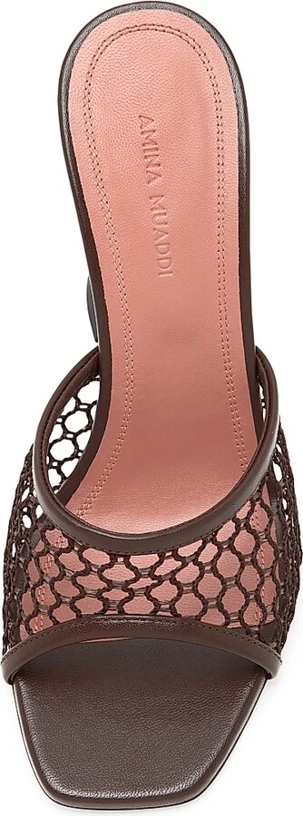 Women's Lupita 95MM Mesh & Leather Mules - Net Raffia Mocha - Size 5 - Image 4