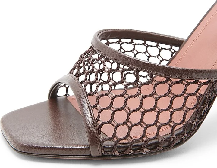 Women's Lupita 95MM Mesh & Leather Mules - Net Raffia Mocha - Size 5 - Image 5