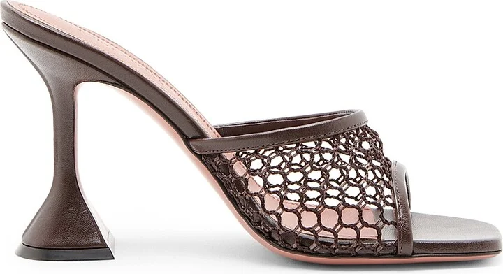 Women's Lupita 95MM Mesh & Leather Mules - Net Raffia Mocha - Size 5