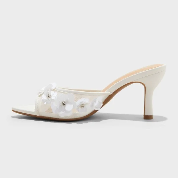 Women's Lupita Mesh Rhinestone Peep Toe Mule Heels with Memory Foam Insole - A New Day™ : Slip-On Stiletto, Medium Width - Image 3