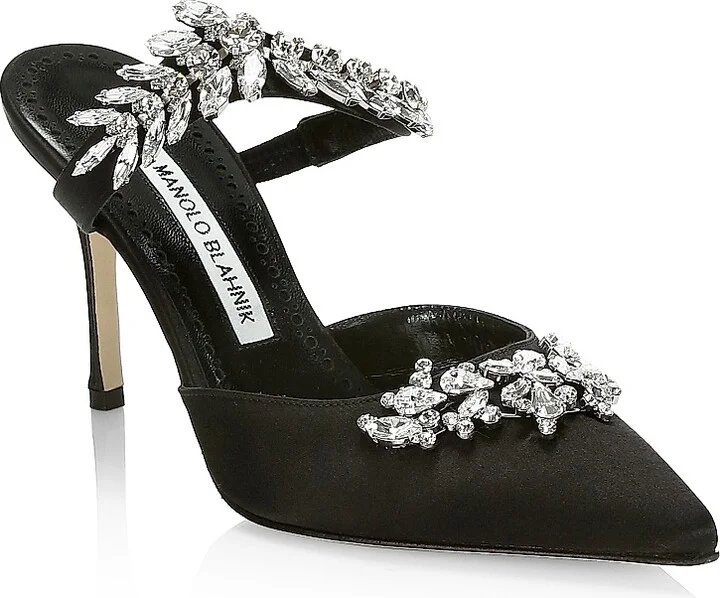 Women's Lurum 90MM Embellished Satin Mules - Black - Size 7.5 - Image 2