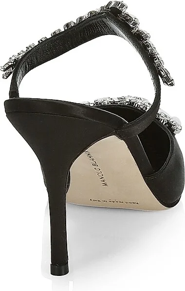 Women's Lurum 90MM Embellished Satin Mules - Black - Size 7.5 - Image 3