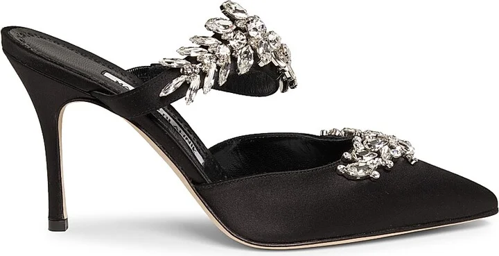 Women's Lurum 90MM Embellished Satin Mules - Black - Size 7.5