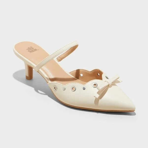 Women's Lysandra Eyelet Kitten Heels - Wild Fable™ : Slip-On, Pointed Toe, Louis Heel