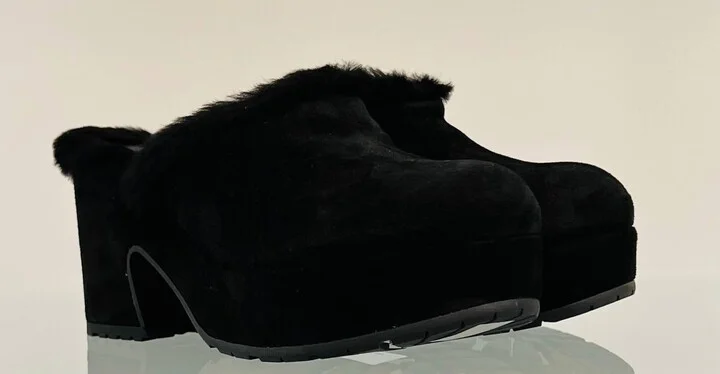 Women's Lyss Velour Fur Clog In Black