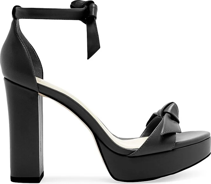 Women's Mabeleh 110MM Bow Leather Platform Sandals - Black - Size 6