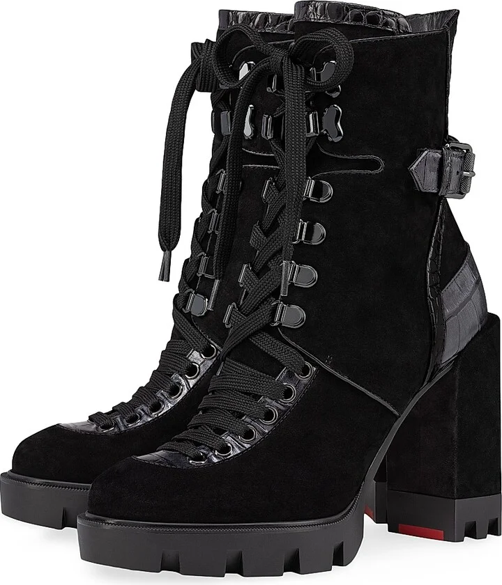 Women's Macademia 100MM Lace-Up Booties - Black - Size 6 - Image 2