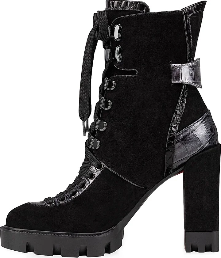 Women's Macademia 100MM Lace-Up Booties - Black - Size 6 - Image 3