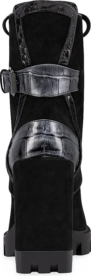 Women's Macademia 100MM Lace-Up Booties - Black - Size 6 - Image 4