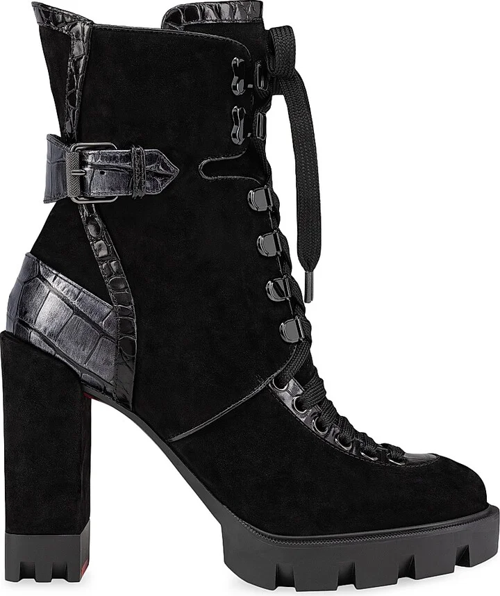 Women's Macademia 100MM Lace-Up Booties - Black - Size 6