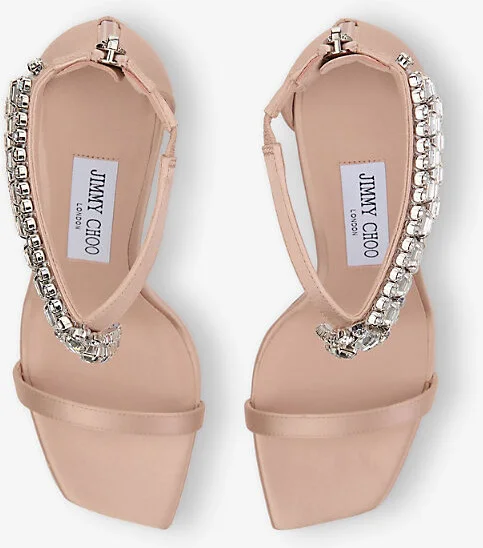 Womens Macaron Verity 100 Crystal-Embellished Satin Heeled Sandals Eur 38/5 Uk Women - Image 2