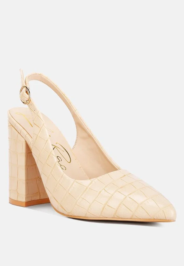 Womens macha croctexture sling back heels - Image 2