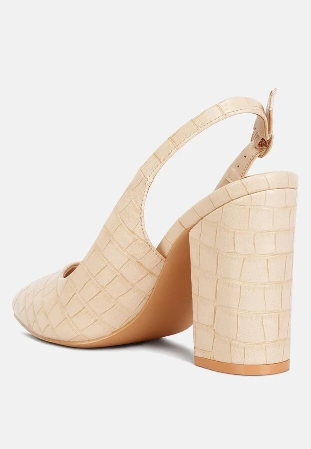 Womens macha croctexture sling back heels - Image 3