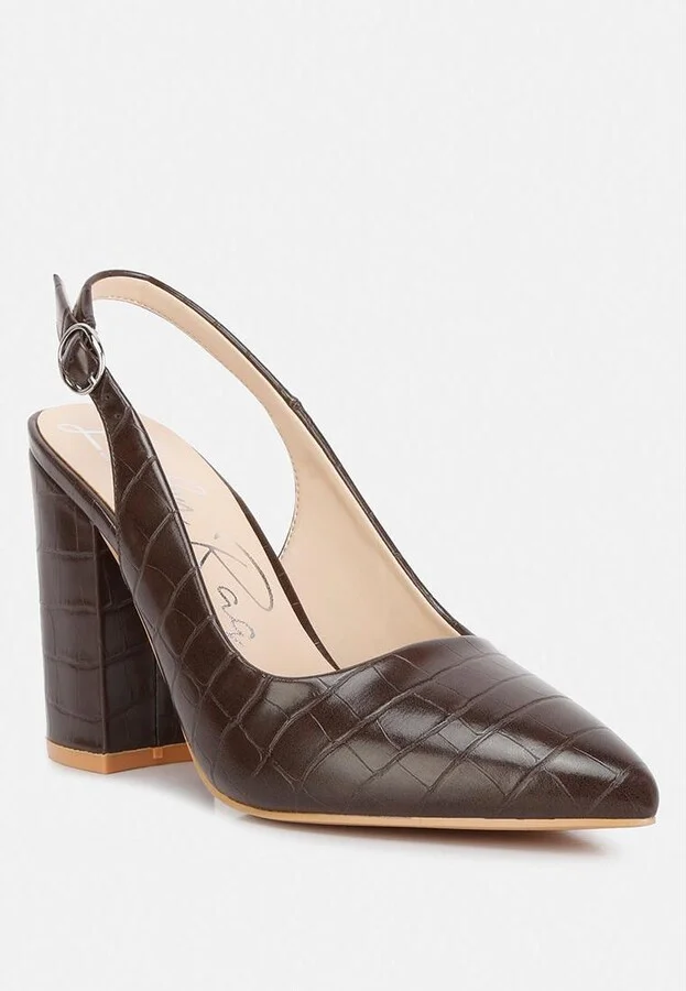 Womens macha croctexture sling back heels - Image 4