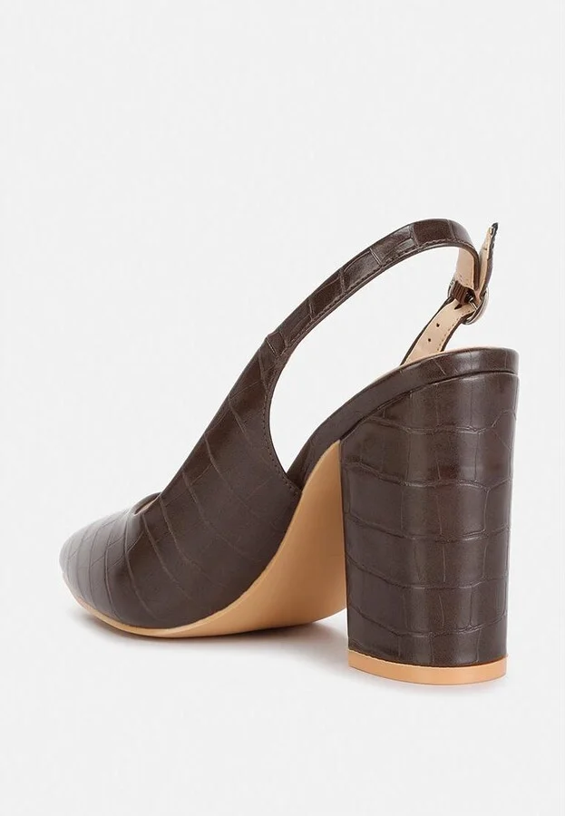 Womens macha croctexture sling back heels - Image 5