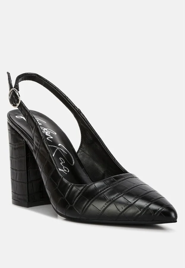 Womens macha croctexture sling back heels - Image 6