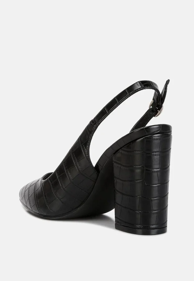 Womens macha croctexture sling back heels - Image 7