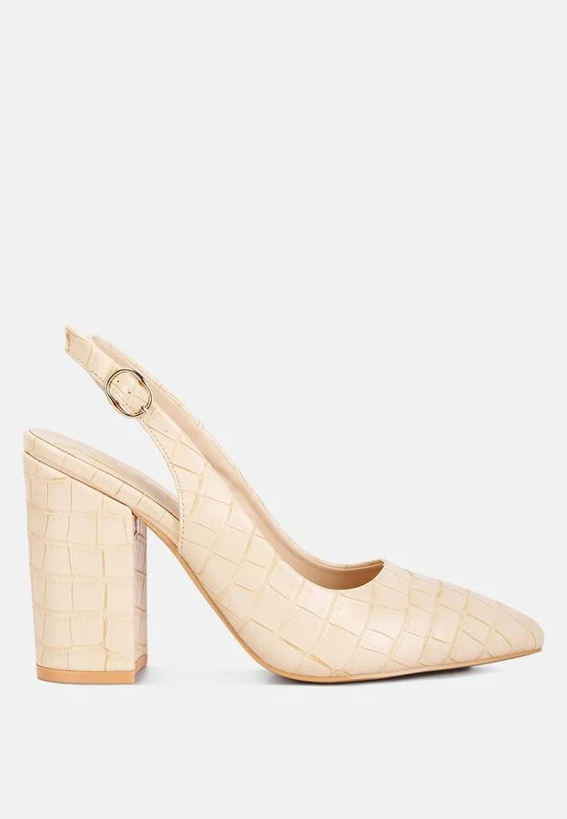 Womens macha croctexture sling back heels