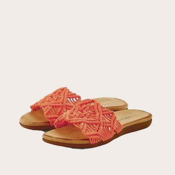 Women's Macrame Braided Sandals - LASCANA - Orange Basket Weave