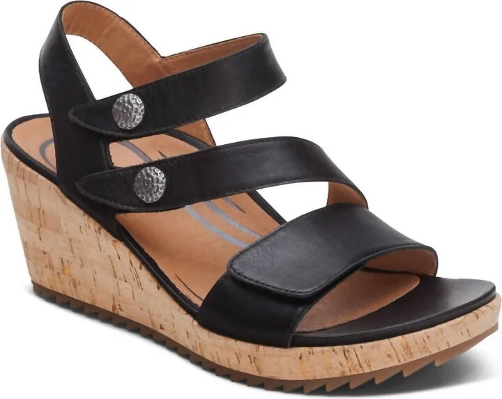 Women's Madelyn Quarter Strap Wedge In Black