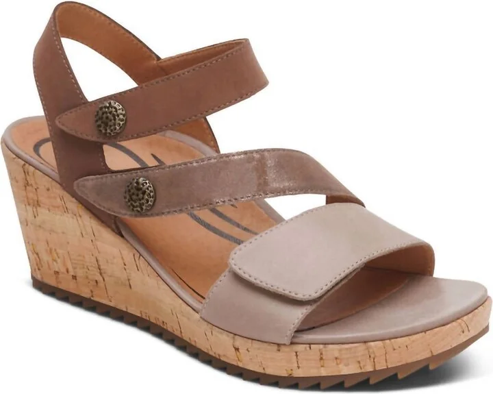 Women's Madelyn Quarter Strap Wedge In Taupe Multi