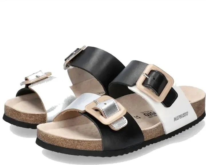 Women's Madison Sandal In White/blk/sil