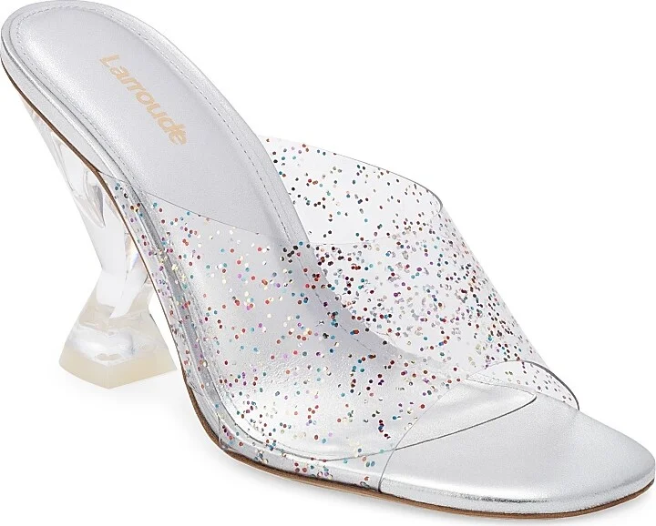 Women's Madonna Lucite Glitter Vinyl Mules - Glitter Silver - Size 5 - Image 2