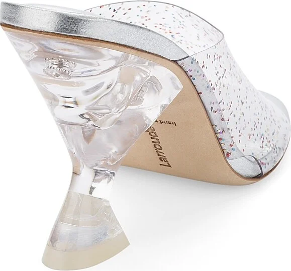 Women's Madonna Lucite Glitter Vinyl Mules - Glitter Silver - Size 5 - Image 3