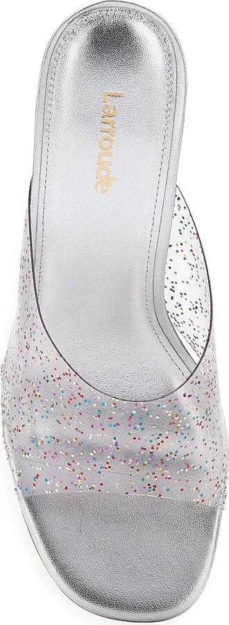 Women's Madonna Lucite Glitter Vinyl Mules - Glitter Silver - Size 5 - Image 5