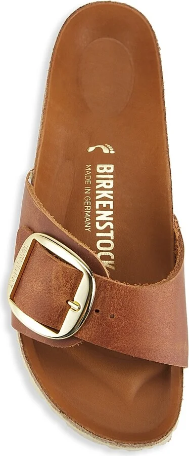 Women's Madrid Big-Buckle Leather Sandals - Cognac - Size 5 - Image 5