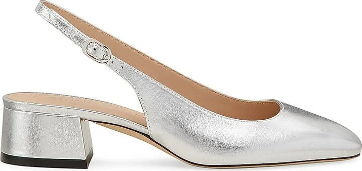 Women's Maeve Metallic Leather 35MM Slingback Pumps - Silver - Size 10