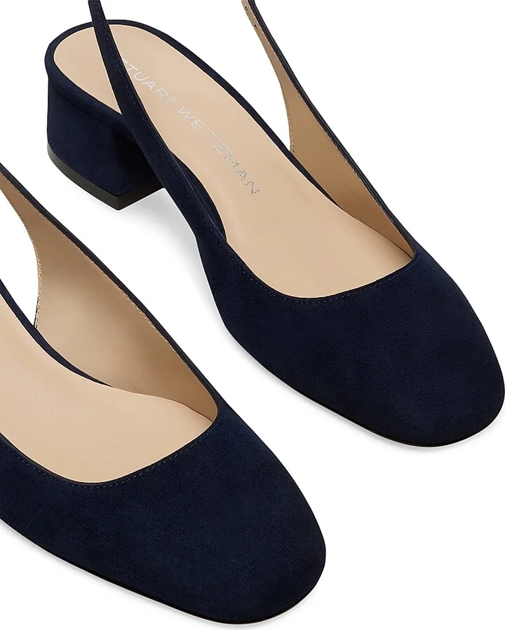 Women's Maeve Suede 35MM Slingback Pumps - Nice Blue - Size 6 - Image 4