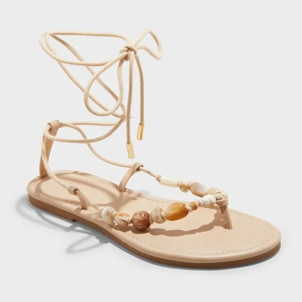 Women's Maeve Thong Sandals - Universal Thread™ Tan : Lace Up, Cushioned Insole, Open Toe