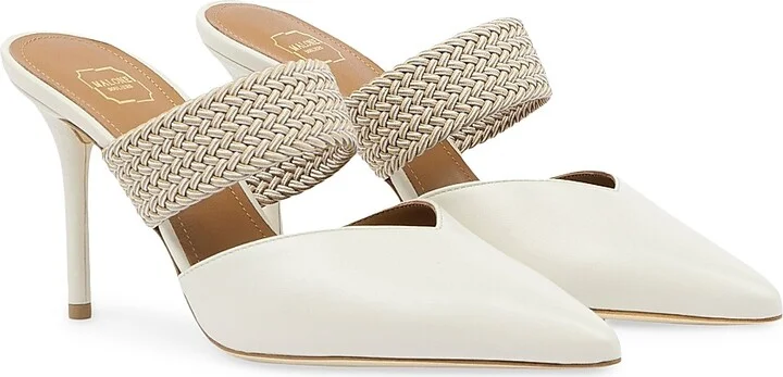 Women's Maisie 85MM Leather Mules with Elastic Strap - Cream - Size 10.5 - Image 3