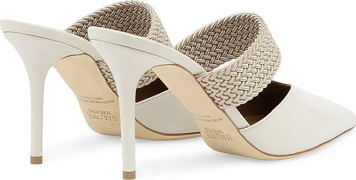 Women's Maisie 85MM Leather Mules with Elastic Strap - Cream - Size 10.5 - Image 4
