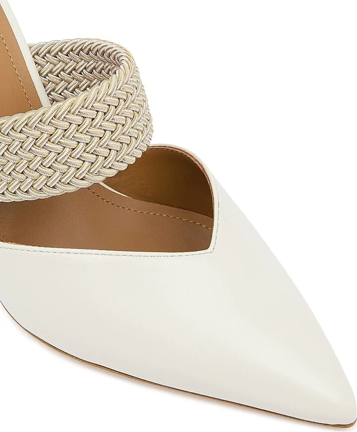 Women's Maisie 85MM Leather Mules with Elastic Strap - Cream - Size 10.5 - Image 5