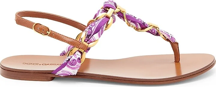 Women's Majolica Leather Sandals - Maiolica Viola - Size 6