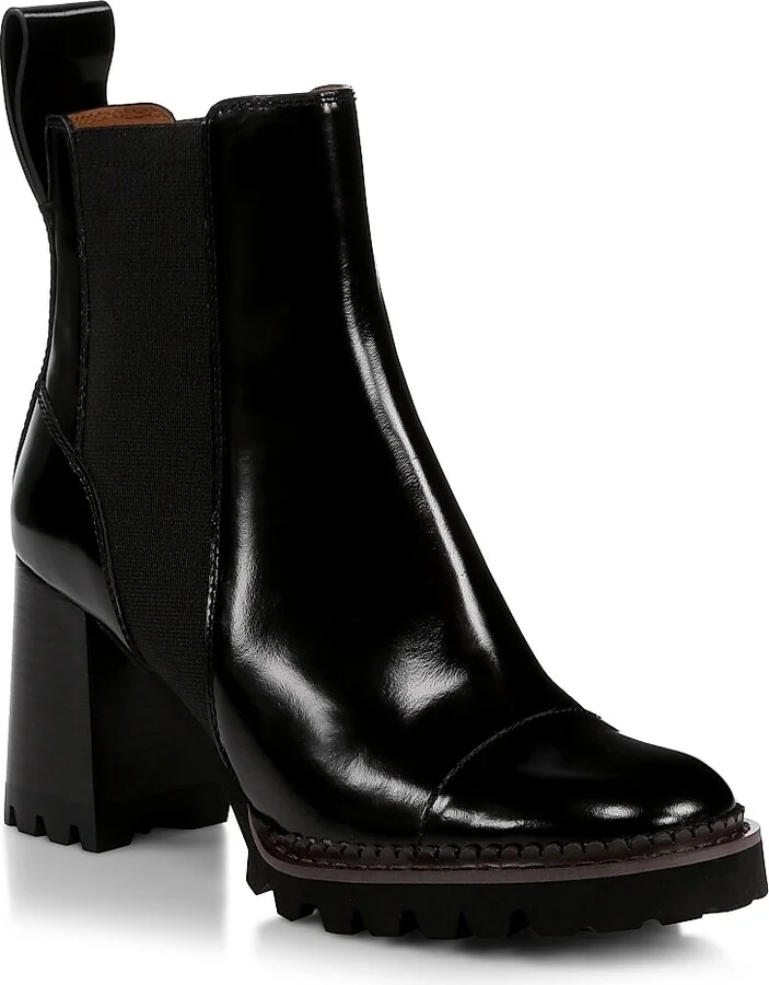 Women's Mallory Lug-Sole Leather Chelsea Boots - Nero - Size 5 - Image 2